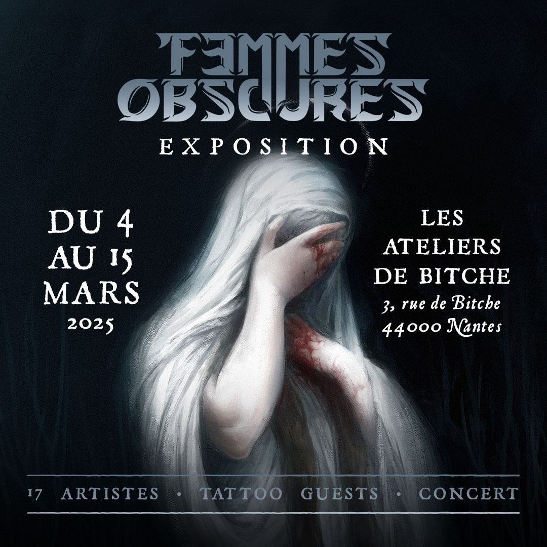 Laura_Chaos's tweet image. 🦇 Je suis heureuse de vous annoncer l'affiche et le line-up de la seconde édition de Femmes Obscures qui aura lieu du 4 au 15 Mars 2025 à Nantes et ressemblera 21 superbes artistes !

🌜 Vernissage le 4 Mars • 18h30
Vente de prints • Tattoo flash • Concert • Bar

Hâte ! ✨