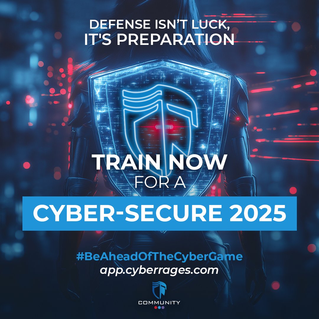 New year, new cyber goals 🛡️​

#2025 is here—prepare now and take control of your #cybersecurity future.​

Discover your solution to success and enjoy a happy New Year! 🎉
#BeAheadOfTheCyberGame 👉 bit.ly/CReX​

#CYBERRANGES