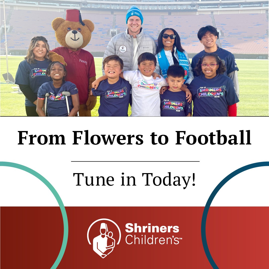 ShrinersNorCA's tweet photo. Don’t miss the 136th Rose Parade 🌹 on New Year’s Day! Shriners Children’s returns for the 14th year with a special feature, “From Flowers to Football,” plus patient ambassadors, Hunter &amp; Tara Davis-Woodhall, and our new commercial debut! 💝🙌 #ShrinersChildrens #RoseParade https://t.co/Q1NdeWm4fi