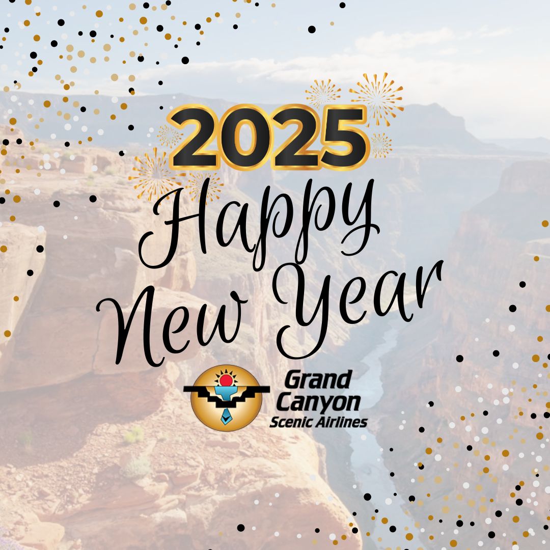 FlyGCSA's tweet photo. 🌟 Happy New Years! 🌟

For nearly a century, we’ve shared the beauty of the Grand Canyon and Southwest with the world. As we enter 2025, we’re grateful for the adventures we’ve had and excited for the ones ahead. Here’s to a year of wonder and exploration! #HappyNewYear https://t.co/nymnFukqNk