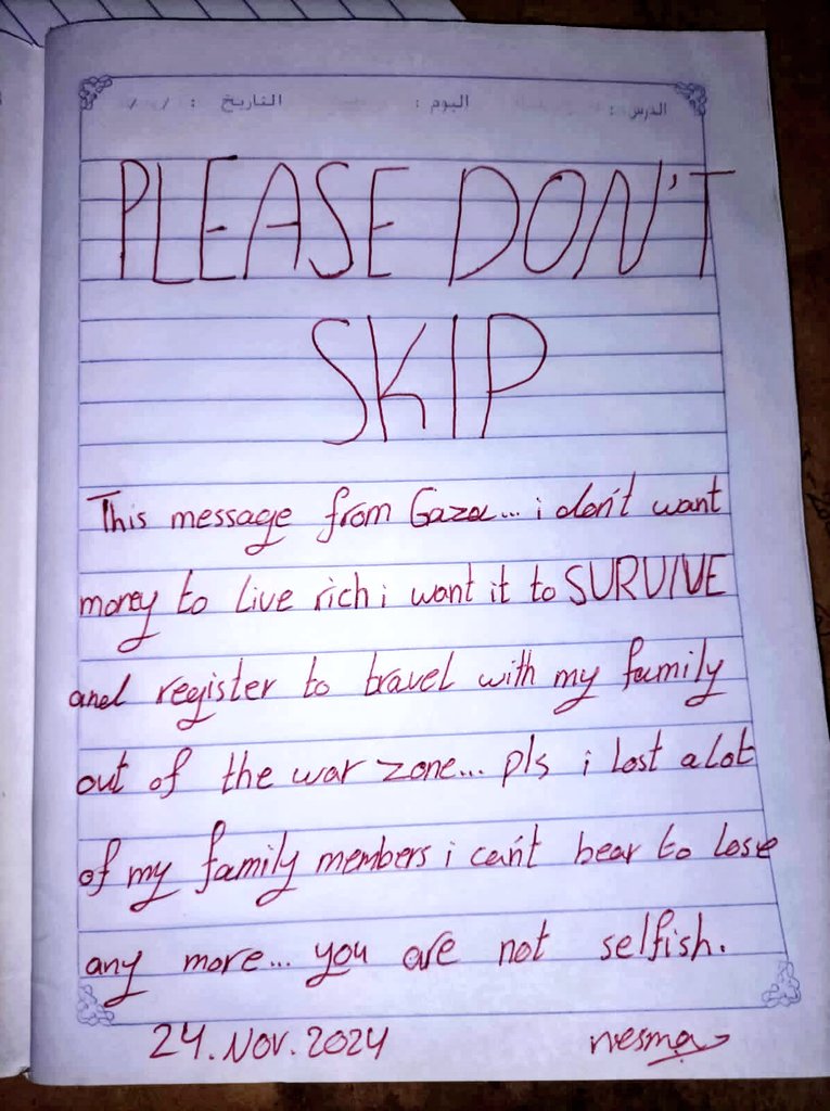I BEG U DONT SKIP‼️

I BEG U DONT SKIP‼️

Maybe these are my last words. I have lost many members of my family and I cannot bear to lose more
My little sister is slowly dying in front of me
 Pls help by donating or sharing🙏
gofundme.com/f/help-nesma-p…
Or
paypal.me/mohajayyab