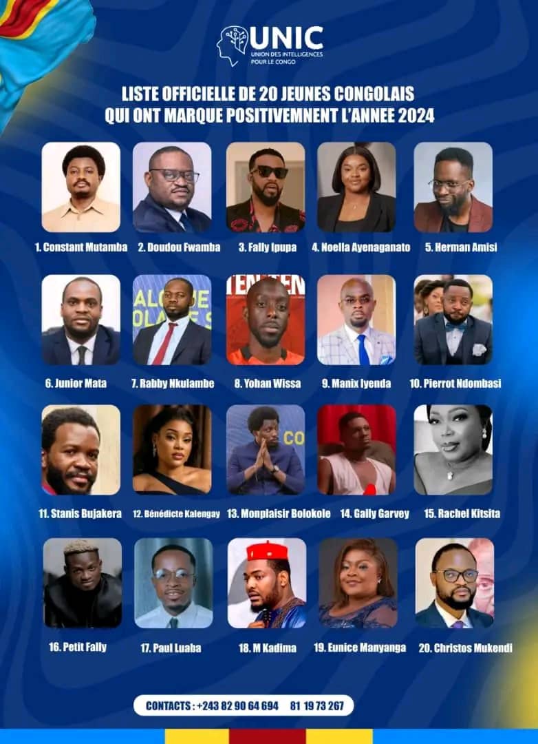 MuadiLaeticia's tweet image. Êtes vous d'accord avec ce sondage ? Voici la liste de 20 jeunes qui ont marqué positivement l' année 2024. Je parlerai en dernière position.  Veuillez donner vos avis.