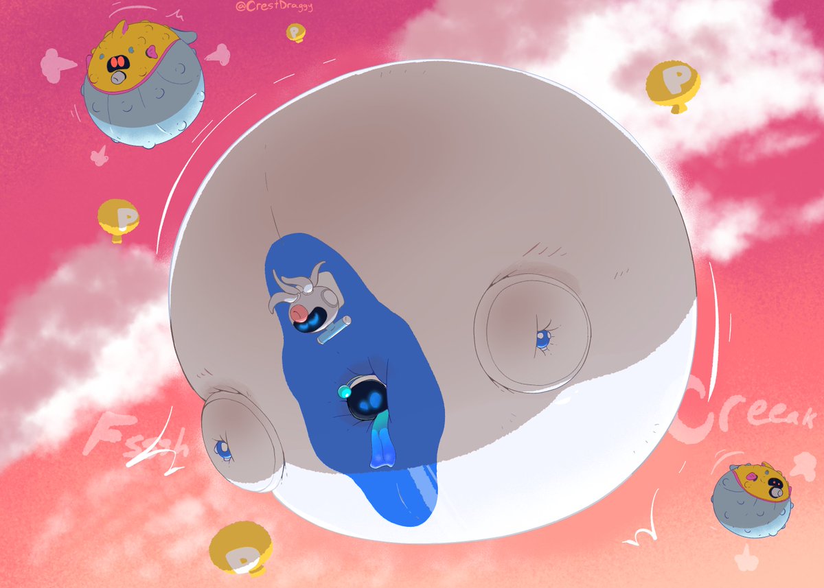 CrestDraggy's tweet photo. Happy 2025 sillies!!! Astro was found in a field infested with these strange balloons, that octo buddy isnt helping... https://t.co/G0k0kNlpeI