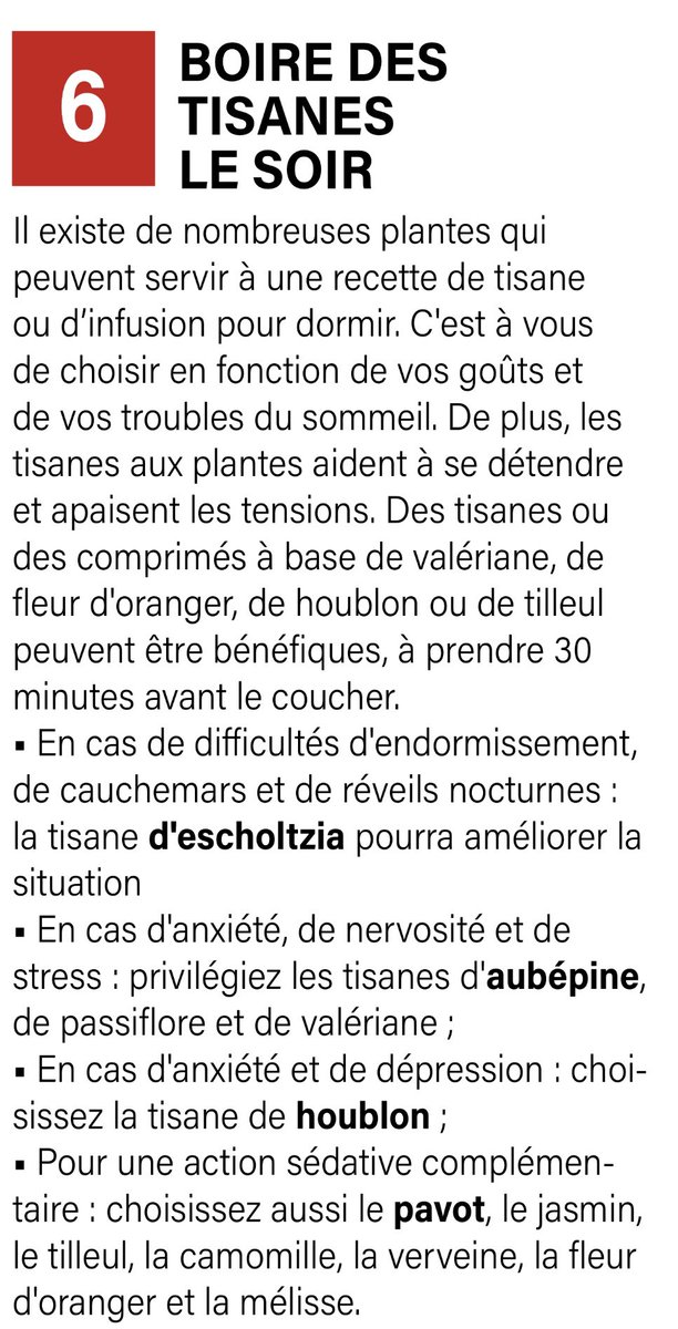 Health : Drink herbal teas in the evening