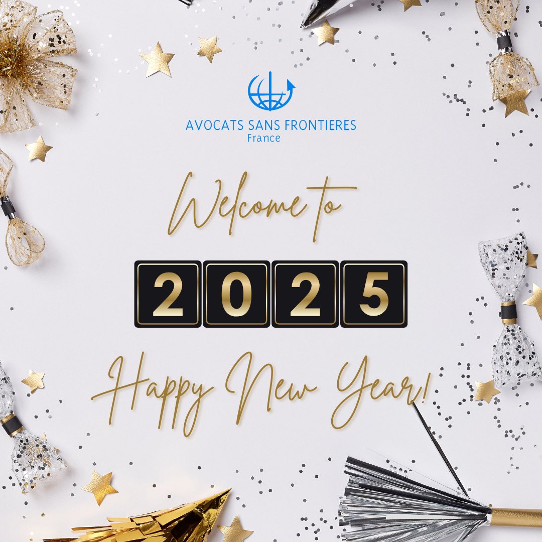 Happy new year from ASF France! 
Cheers to a new year of progress, solidarity, and justice! 🌍✨ 
Together, we’ll continue making a difference and championing human rights in 2025. 💪 
#HappyNewYear #ASFFrance #JusticeForAll"