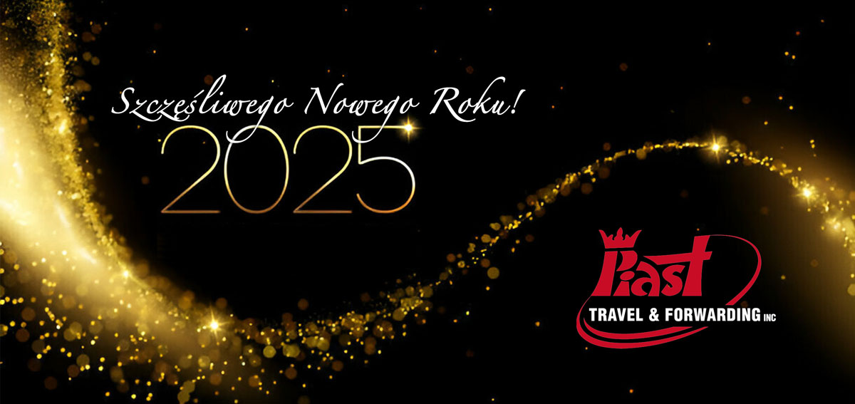 piastcanada's tweet photo. 🎉✨ Szczęśliwego Nowego Roku od Piast Travel &amp; Forwarding! ✨🎉 Niech rok 2025 przyniesie Wam ekscytujące podróże, nowe przygody i niezapomniane wspomnienia. Dziękujemy za zaufanie, jakim obdarzyliście nas w kwestii podróży i przesyłek. Z radością będziemy Wam służyć w nadcho... https://t.co/oU2J2bNMAA