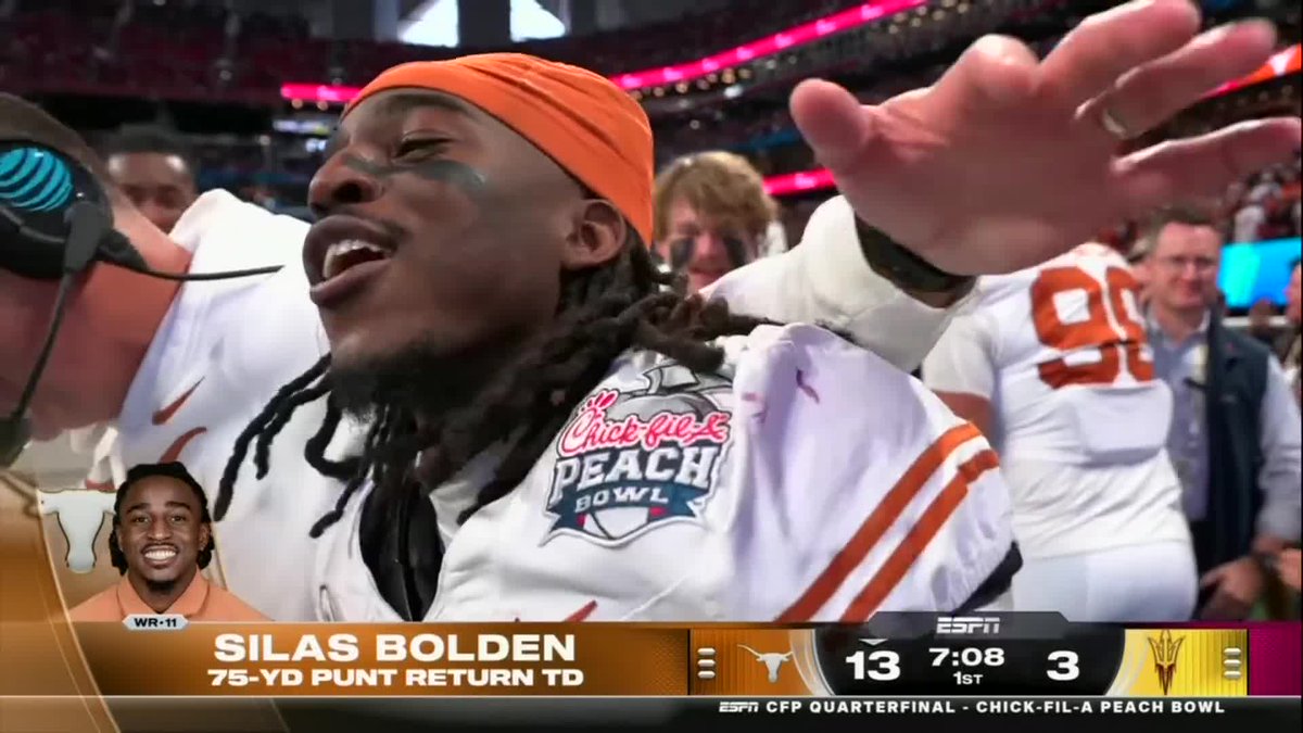 SILAS BOLDEN BROKE FREE FOR THE 75-YARD PUNT RETURN 🔥

LONGHORNS ARE ROLLING EARLY 🤘