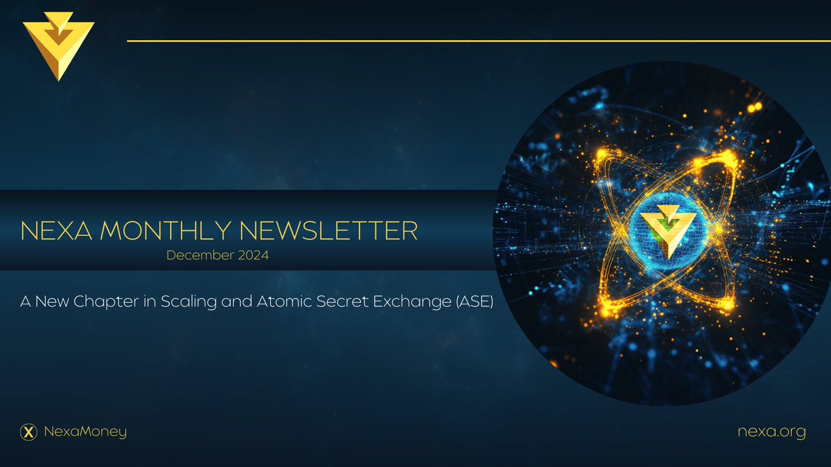 📒 Nexa Monthly Newsletter — December 2024: A New Chapter in Scaling and Atomic Secret Exchange (ASE)

Andrew Stone introduced Atomic Secret Exchange (ASE) and Private NFTs while Peter Rizun had a presentation on the New Chapter in Scaling. 🔬

Read more:
forum.nexa.org/t/nexa-monthly…