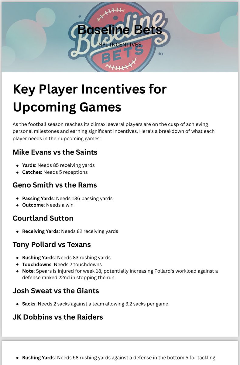 thenhlbetter's tweet image. NFL Week 18: Players Chasing Incentives 💰🏈

It's that time of the season where players are extra motivated to hit their bonuses. Here are some to keep an eye on this week: