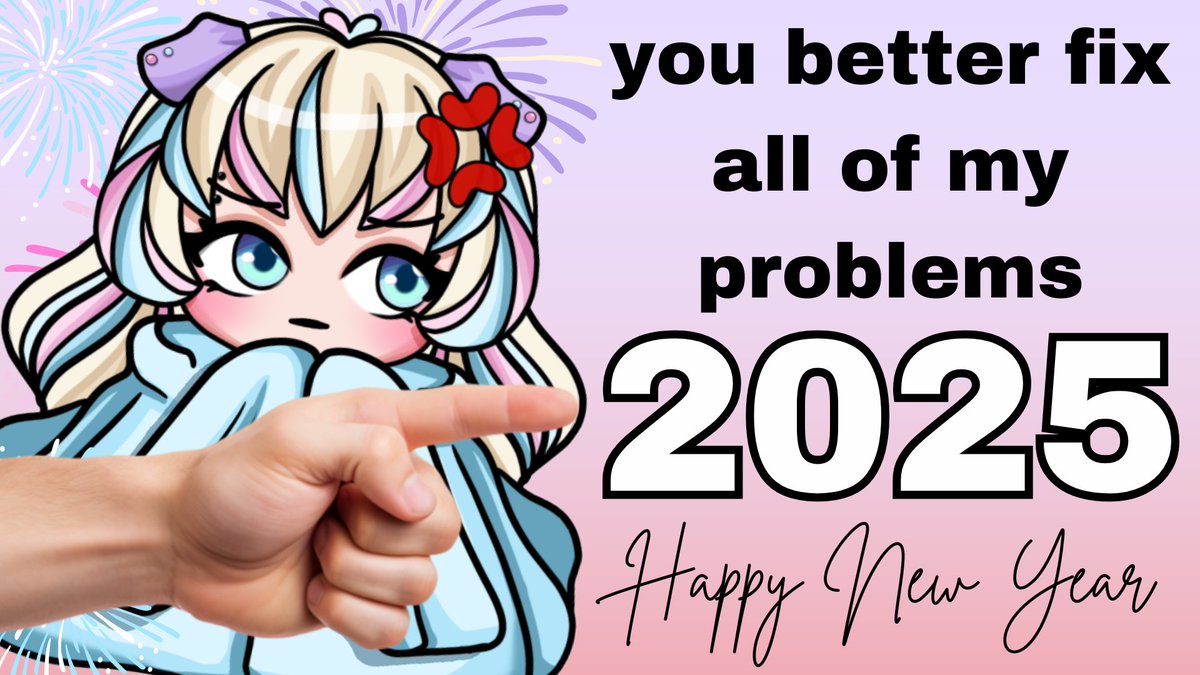 🎉 HAPPY NEW YEAR 🎉

This year better have me like - my skin is clear, my crops are thriving, and i have 20/20 vision. Otherwise me and 2025 are gonna be having a talk.  

🌟 Enjoy your New Years Everyone 🌟

#Vtuber #VtuberEN #NewYear2025