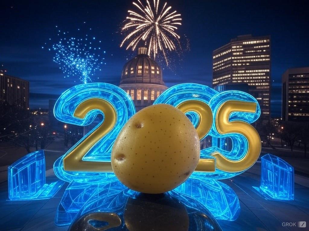 somecooltech's tweet photo. Testing Grok's AI image generation against  MidJourney. Here's the prompt: "Boise Potato Drop and fireworks New Year's celebration in downtown Boise, Idaho, in front of the State Capitol building." The left is Grok right MidJourney. Which one do you think is better? https://t.co/AUECp2ItUb