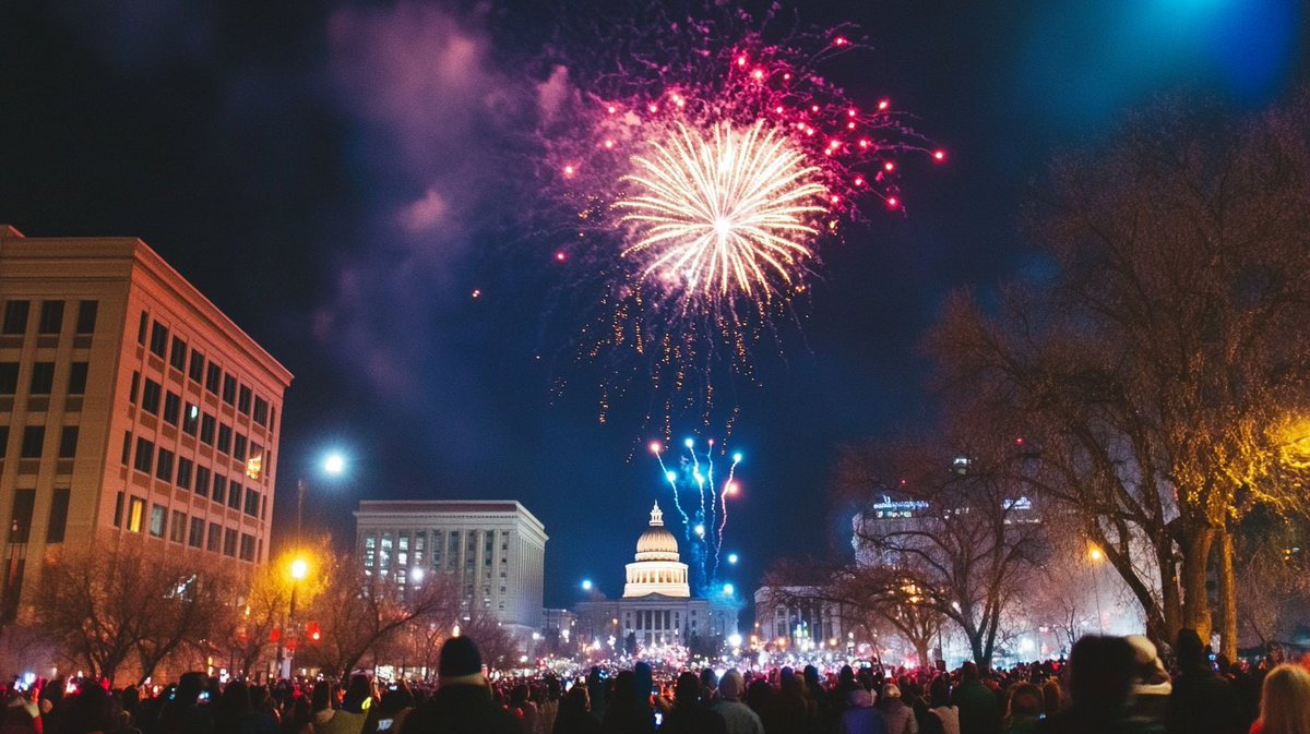 somecooltech's tweet photo. Testing Grok's AI image generation against  MidJourney. Here's the prompt: "Boise Potato Drop and fireworks New Year's celebration in downtown Boise, Idaho, in front of the State Capitol building." The left is Grok right MidJourney. Which one do you think is better? https://t.co/AUECp2ItUb