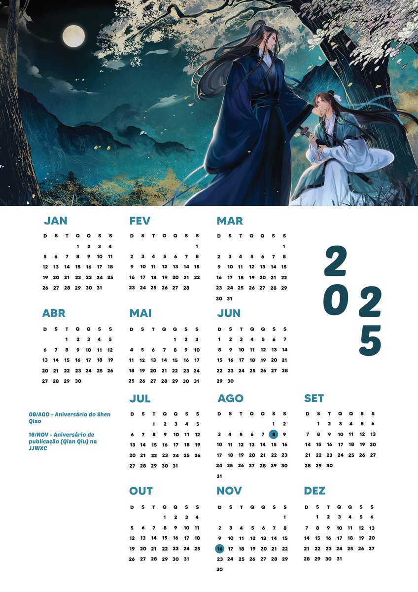 TAXY4N's tweet photo. Aqui o calendário de 2025 temático de algumas novels, se alguém quiser pode imprimir e usar sem problemas🙏 https://t.co/JtuFnAKLms