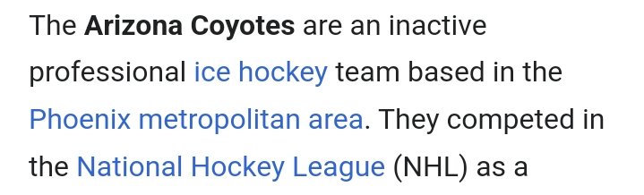 Fun fact, the Arizona Coyotes are still considered inactive, not defunct.

So to start 2025, the Arizona Coyotes still exist.