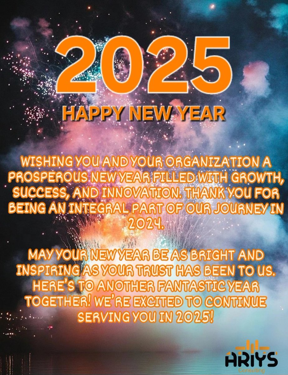 AriysConsulting's tweet photo. Happy New Year from the Team Ariys Consulting #Happy2025 https://t.co/G3j3SVbPDR