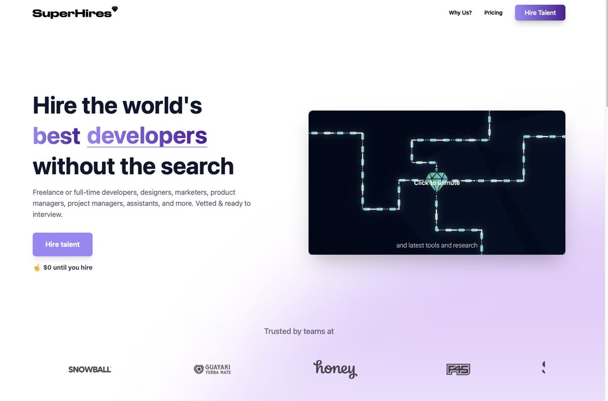 Rebuilt my company's website in 1 day with AI.

10x better design &amp; easily adjusted by me now.

I would be worried if I were Squarespace/Wix.

Check it out: superhires.ai

Built with @lovable_dev 

(Use fantastic-sawine-70889a.netlify.app - domain still loading)
