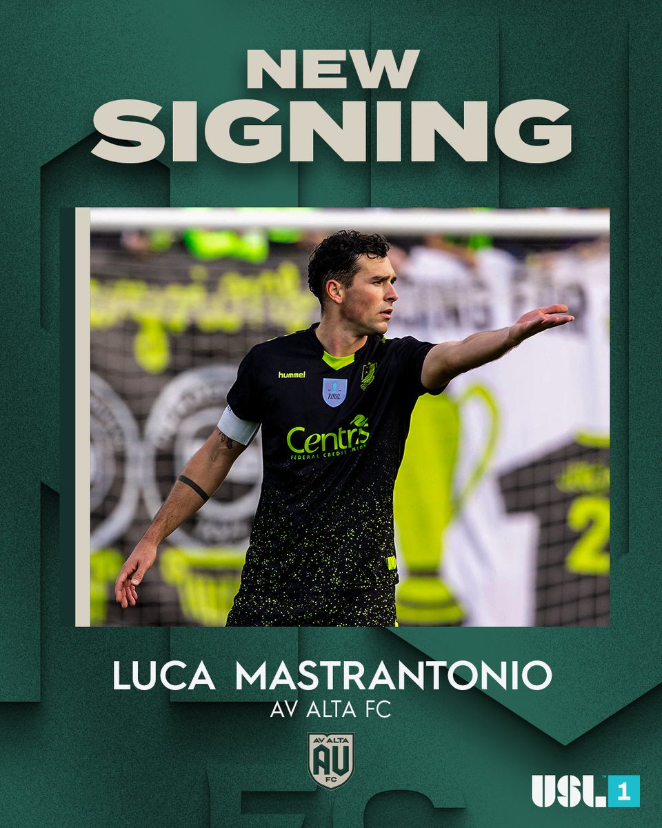 USLLeagueOne's tweet photo. 𝗦𝗼𝗹𝗶𝗱𝗶𝗳𝘆𝗶𝗻𝗴 𝘁𝗵𝗲 𝗯𝗮𝗰𝗸𝗹𝗶𝗻𝗲 ⚔️

@AVALTAFC have signed title-winning defender @LucaMastranton7! 🏆

✍️ https://t.co/yiMXKlVnsy https://t.co/oauRifFxEc
