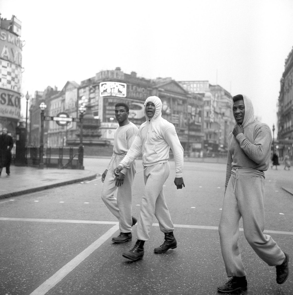 muhammad ali. 1963.
training in london ahead of his fight.