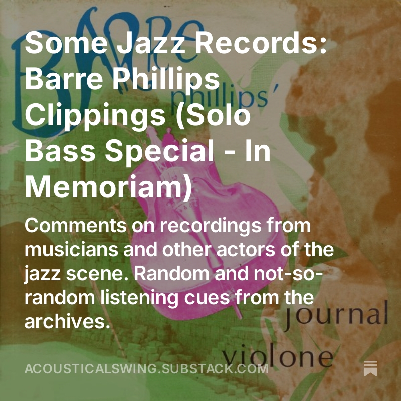 avantgardejazz's tweet photo. Some Jazz Records: Barre Phillips Clippings (Solo Bass Special - In Memoriam) https://t.co/fZCjE3JeiY