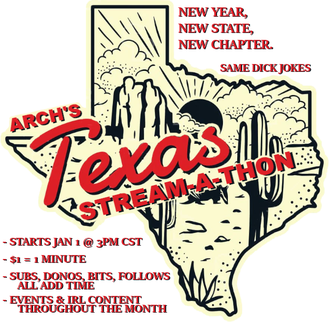 Today's the day! 

At 3pm we kick off 2025 with a STREAMATHON in the new state!

Tons of fun content planned, visits from friends, IRL shenanigans around the new city, it's gonna be a blast.  Timer starts at 3pm with 8 hrs on the clock.  The rest is up to y'all.