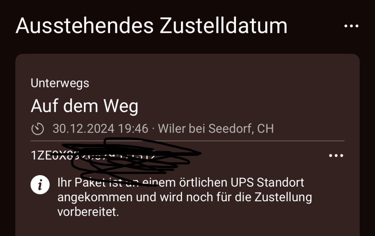 GerardRumo's tweet photo. @UPS habt ihr euch verfahren ??? Zustelldatum 30.12 (2024) https://t.co/vE0qni3YIS