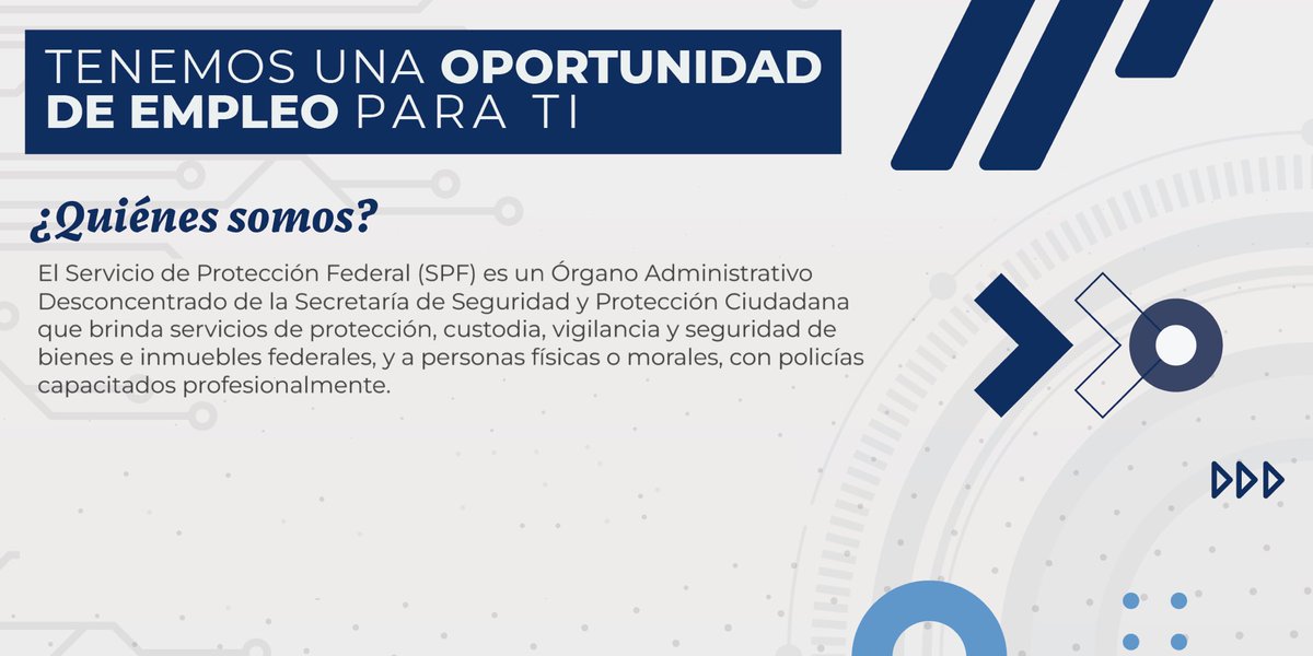spf_sspc's tweet photo. ➡️ En el Servicio de Protección Federal buscamos mexicanos con vocación para servir a la Patria y que quieran ser parte de esta Institución. ¡Únete!
📢 Te invitamos a trabajar como Guardia.
☎️ Lada sin costo: 800 00 77377
#OrgulloSPF https://t.co/x1L54NymmU