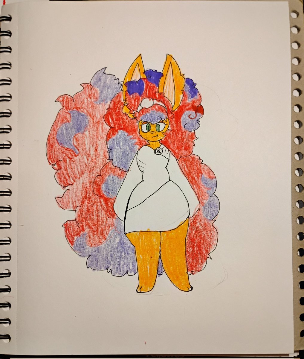 Mikemaster345's tweet image. Her name is pop, its a rushed design but shes supposed to be a Ital region variant flareon. Well one from the past
She flash froze herself before any lava could harm her. 
*A hint to where shes from, Ital is basically a pokemon region version of Italy*