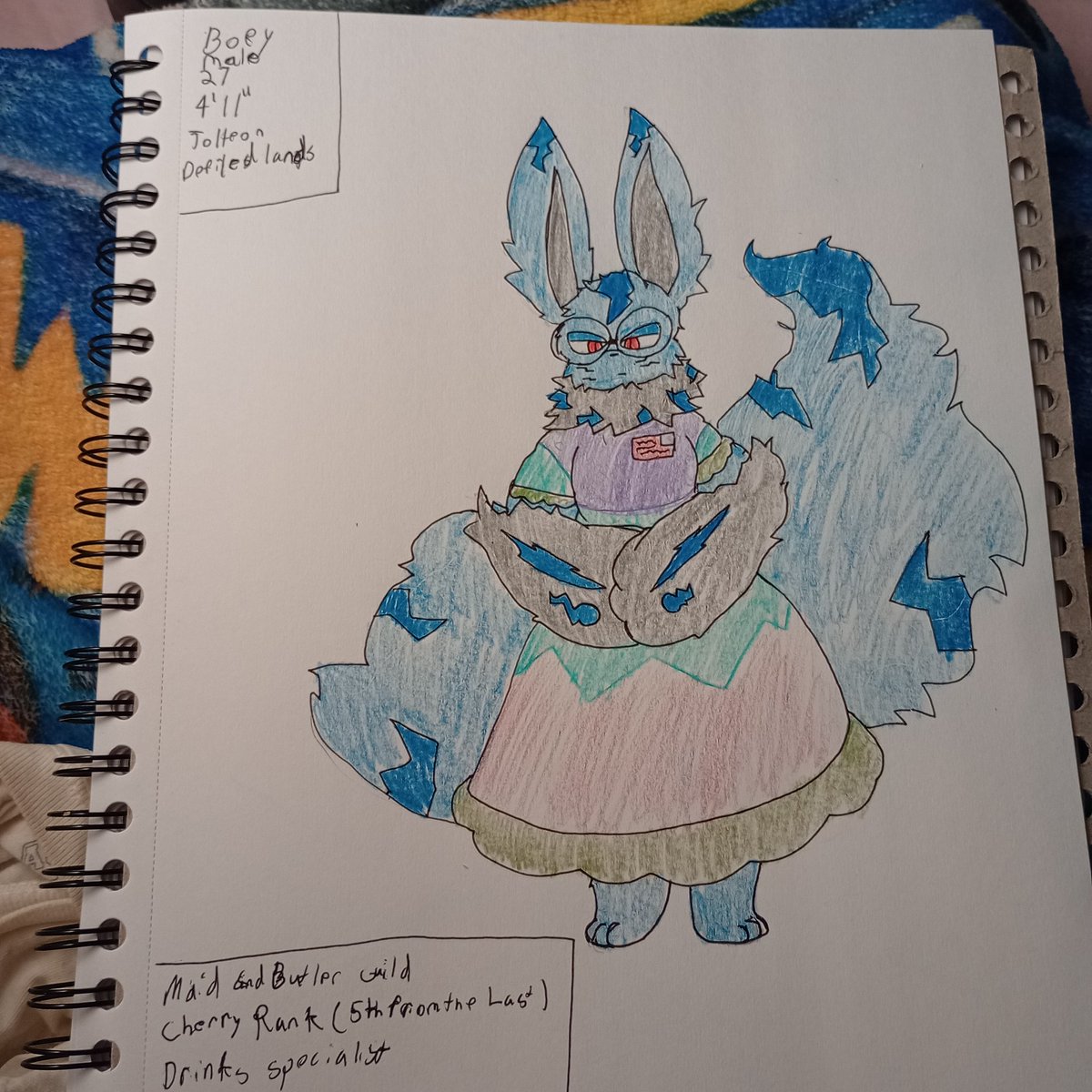 Mikemaster345's tweet image. Boey, a maid dressing blue jolteon. Aint he just cute?