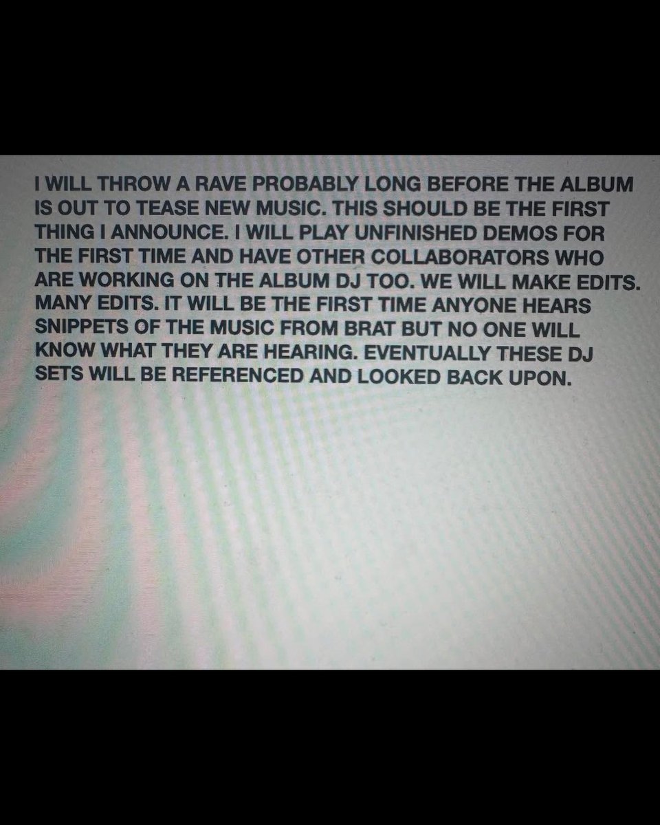 PigsAndPlans's tweet image. Charli XCX took to her private IG to share the 'Brat' manifesto she wrote in 2023.