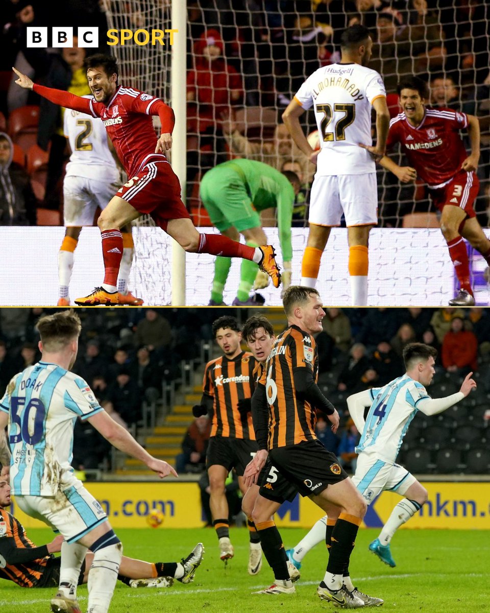 BBCTeesSport's tweet photo. Middlesbrough Football Club do love a last-minute winner against Hull 😍

#Boro | #UTB | #BBCFootball https://t.co/jg29zTMCLc