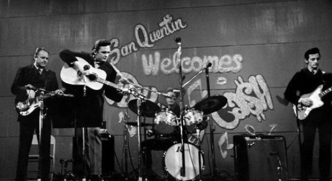 espofootball's tweet photo. Jan1,1959 #JohnnyCash begins what will be a series of concerts at various prisons with a free concert for inmates of San Quentin prison. In the crowd is Merle Haggard then a San Quentin inmate in jail for grand theft auto. Haggard says the concert turns his life around https://t.co/DNaqu3xpoN