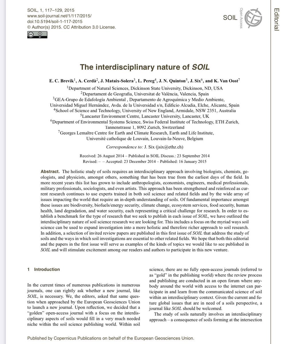 Artemi Cerdà (@artemiocerda) on Twitter photo THE INTERDISCIPLINARARY NATURE OF SOILS
soil.copernicus.org/articles/1/117… THE INTERDISCIPLINARARY NATURE OF SOILS
soil.copernicus.org/articles/1/117…