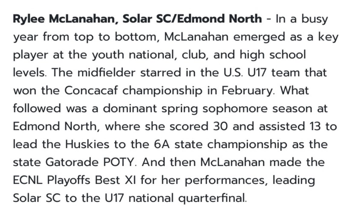 Rylee McLanahan (@ryleemclanahan) on Twitter photo Happy New Year!! Feeling thankful and blessed for 2024 and all of the opportunities it brought me. Excited for 2025!!!
<a href="/TopDrawerSoccer/">TopDrawerSoccer</a> <a href="/SolarSoccerClub/">Solar Soccer Club</a> <a href="/solar07g/">Solar 07/06G ECNL (U19)</a> <a href="/north_edmond/">Edmond North Athletics</a> Happy New Year!! Feeling thankful and blessed for 2024 and all of the opportunities it brought me. Excited for 2025!!!
<a href="/TopDrawerSoccer/">TopDrawerSoccer</a> <a href="/SolarSoccerClub/">Solar Soccer Club</a> <a href="/solar07g/">Solar 07/06G ECNL (U19)</a> <a href="/north_edmond/">Edmond North Athletics</a>