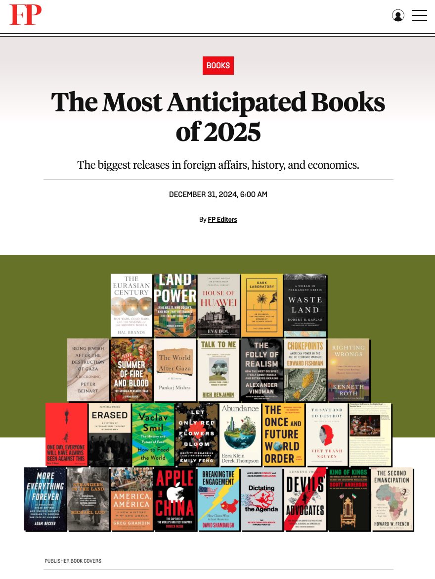 Amitav Acharya (@amitavacharya) on Twitter photo The "Most Anticipated Books of 2025"!!
<a href="/ForeignPolicy/">Foreign Policy</a> has selected The Once and Future World Order among the "biggest releases in foreign affairs, history, and economics". (And here are the preorder info and some advance praises from Arne Westad, Gareth Evans, Ayse Zarakol, The "Most Anticipated Books of 2025"!!
<a href="/ForeignPolicy/">Foreign Policy</a> has selected The Once and Future World Order among the "biggest releases in foreign affairs, history, and economics". (And here are the preorder info and some advance praises from Arne Westad, Gareth Evans, Ayse Zarakol,