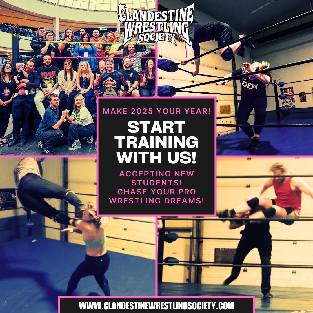 🎉HAPPY NEW YEAR!🎉

Thank you to everyone who has supported us whether by walking through our doors to train, supporting our members at their shows or even just sharing a post in 2024! Looking forward to 2025 with you! If you want to start your journey in pro-wrestling make 2025