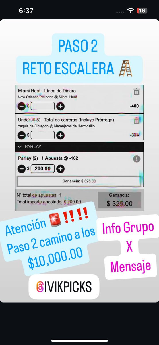 IvikPicks's tweet image. Reto 2 escalera hay paso a pasito vamos camino a los $10,000 bbs