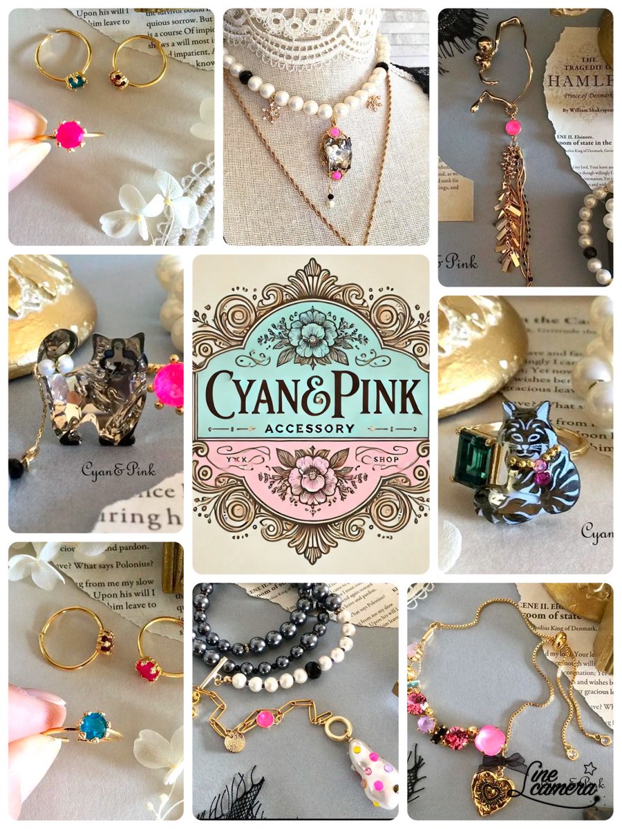 ✽ MIKU ✽様お取引中⭐2600⭐　❣️春夏アクセ❣️オリジナル✴一点物 Cyan&Pink🩵🩷次回販売10月25日土曜日〜11月3日月曜日まで