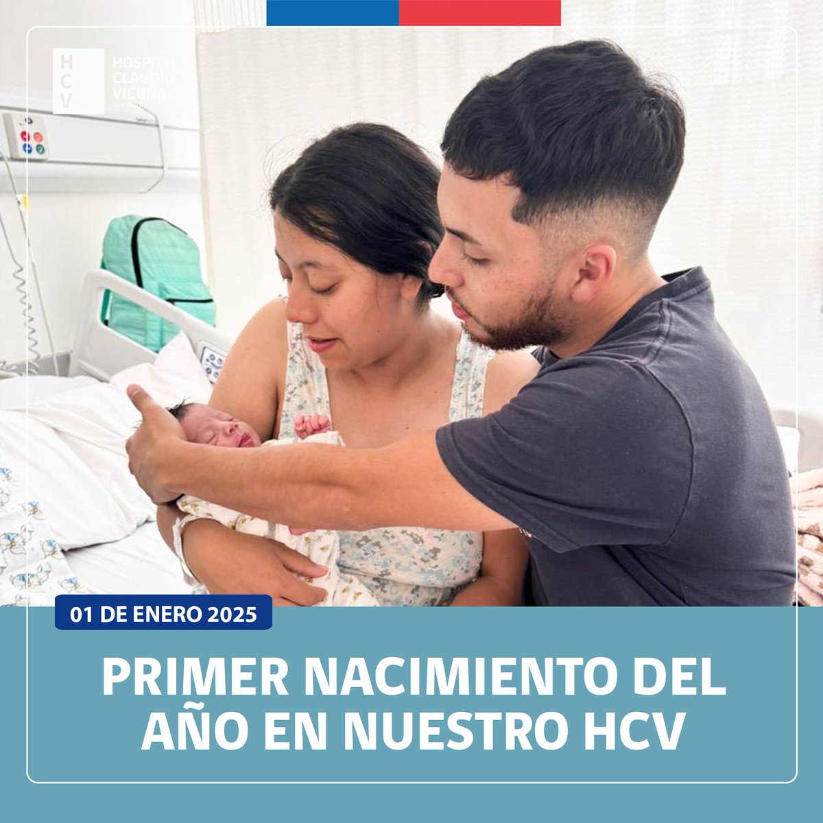 Hoy a las 09:10 horas  se registró el primer nacimiento del año en el <a href="/NuevoHCVoficial/">NuevoHCV San Antonio</a> , en nuestras Salas de Parto Integral.
Valentín pesó 3,239 kg y midió 50 cm, y fue recibido con gran felicidad por sus padres Constanza Valladares y Luciano Hernández.
#salud #bebe
@ssvsa