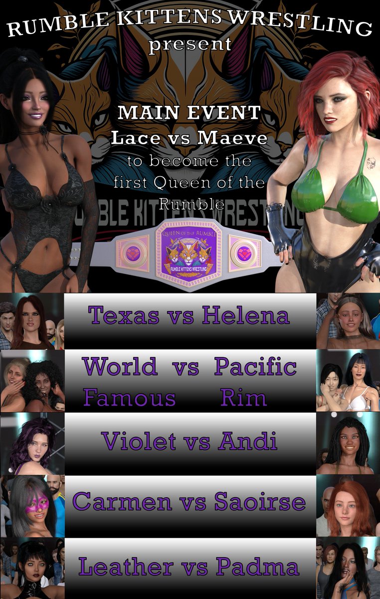 (OOC) the first episode of Rumble Kittens Wrestling is set to start this Saturday. Come and check the roster and what the general manager has to say.

RKW Episode 1 -  Poster by Mazra01 deviantart.com/mazra01/art/RK…