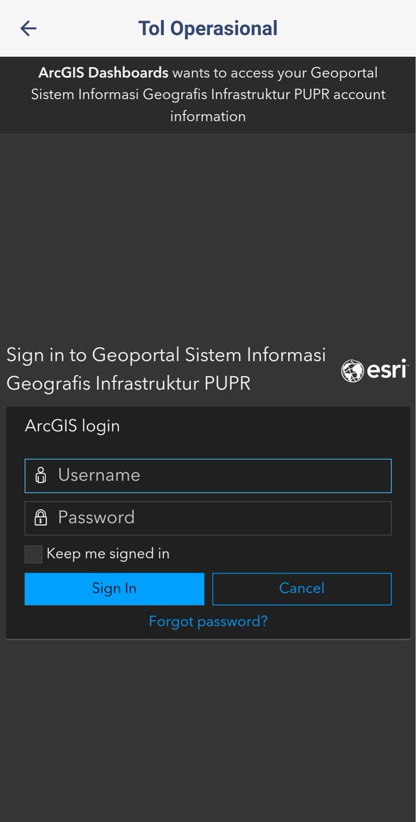 HQ_Izzuddin's tweet photo. @pupr_bpjt Mimin, kenapa info peta jalan tol di aplikasi TOL KITA sekarang gak bisa di akses free seperti dulu ya ?

Sekarang selalu diminta sign in seperti ini, sedangkan kami tidak punya akun ArcGIS https://t.co/mkW7NyBi3m