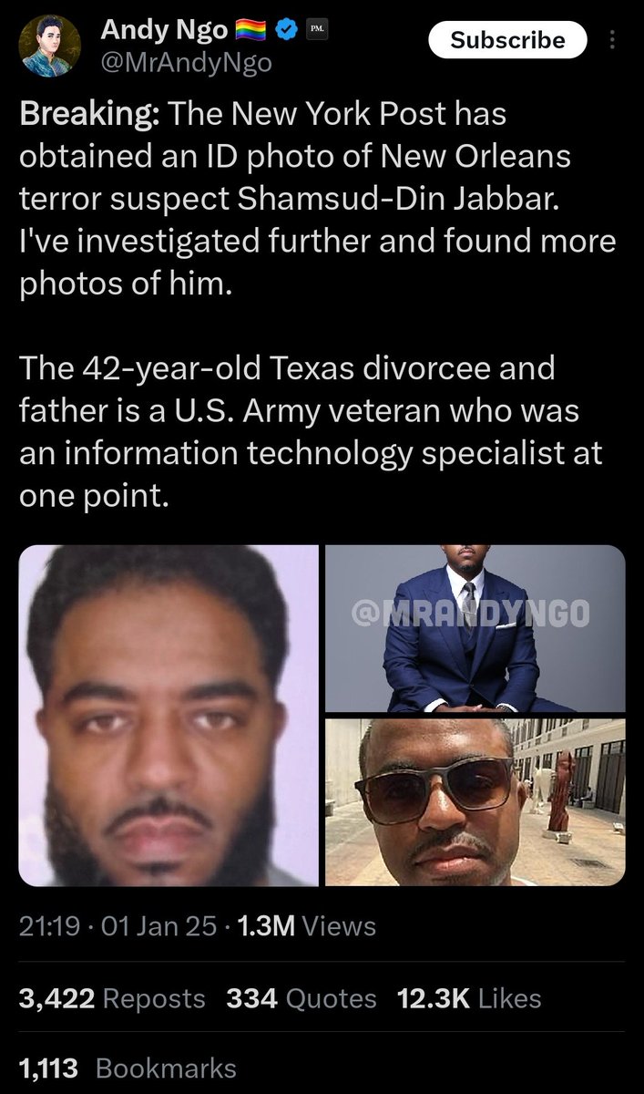 HotepSun's tweet photo. I told yah. 🔨🔨🔨

This New Orleans terror attack has the US deep state all over it. It was already set in motion.

I predicted this terror attack was gonna happen.

Any analyst worth his salt saw this from miles away.

@realDonaldTrump if you need an honest analyst, hire me. https://t.co/lNFalvN4LE