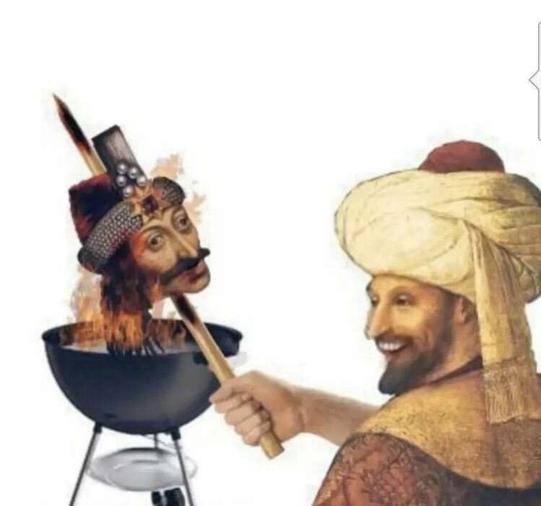 Mehmed II makes shish kebab from Vlad Dracula's head..