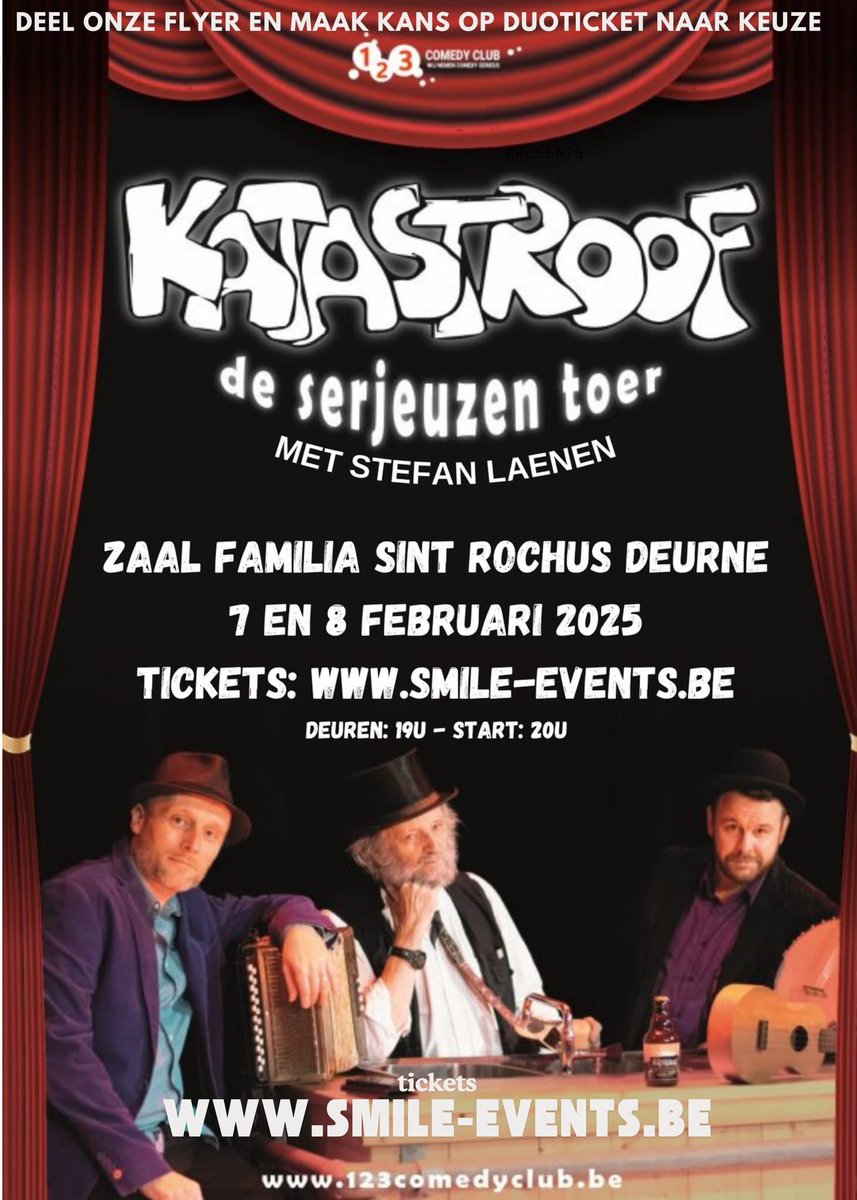 Katastroof1977's tweet photo. De eerste optredens van 2025!
Onze Serjeuzen Toer, waar we onze serjeuze liekes ook eens spelen.

Tickets via https://t.co/ANckFpnyVD. https://t.co/w7Ww6GAVcb
