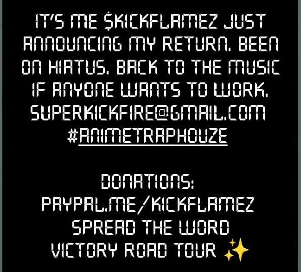 Red Blue and Yellow Out Now. Recording Music Everyday. STUDIO TIME ⭐ BOOKING: superkickfire@gmail.com ✨📨
DONATIONS: PAYPAL.ME/KICKFLAMEZ ✨📨DND if ain't about business IDC 📨✨🎙️
#animetraphouze #otakugang #kickflamez 
#redblueandyellow #victoryroadtour #wdfa