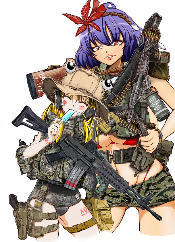 フランドール・スカーレット ,レミリア・スカーレット 「#AIは銃描けないからTLを銃持った絵で一杯にしようぜ」|なかむらのイラスト