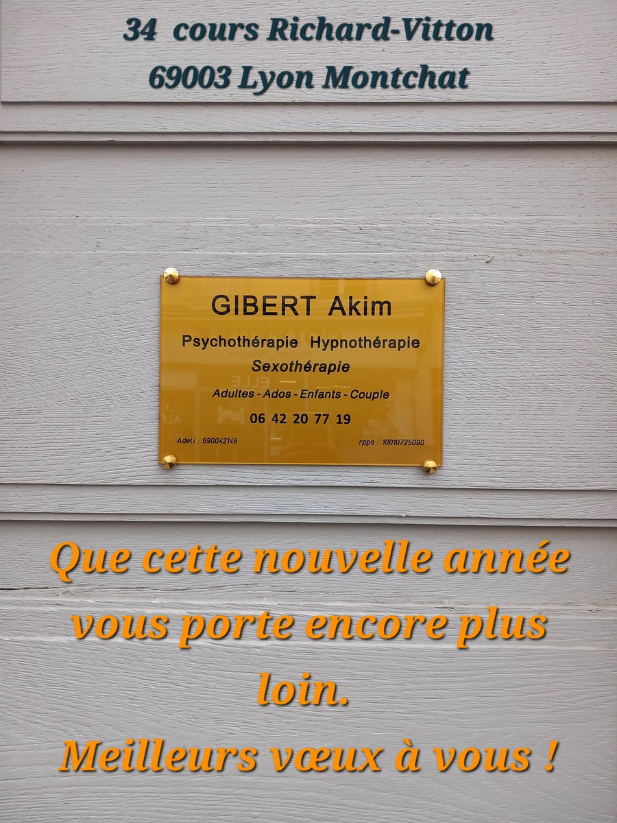 Psycho69003's tweet photo. Que cette nouvelle année vous porte encore plus loin.

Meilleurs vœux à vous !

GIBERT Akim.
Psychothérapie Hypnothérapie Sexothérapie à Lyon
https://t.co/DTiGgkADKN https://t.co/T4JSdaCbju
