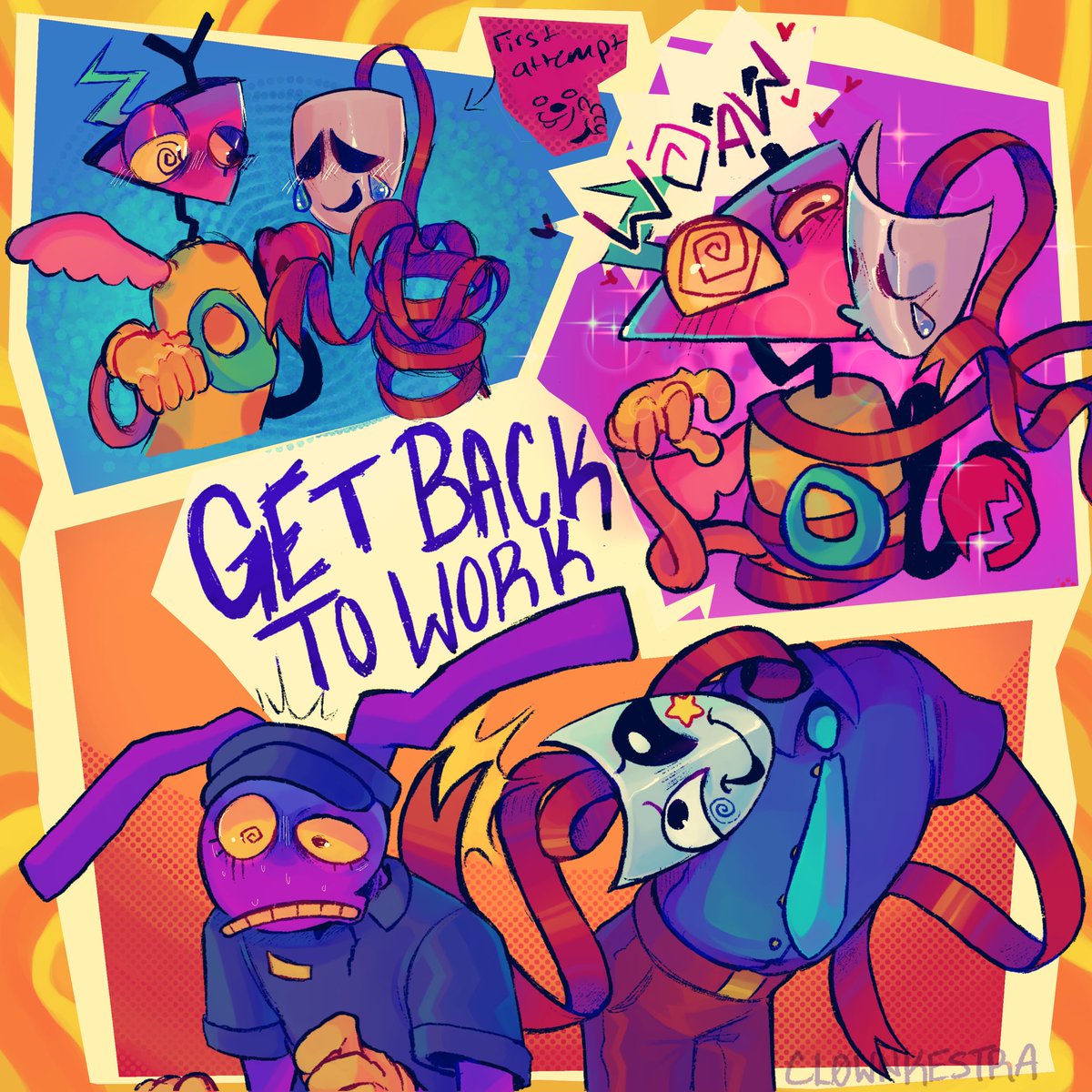 CL0WNKESTRA's tweet photo. ummnnn i wanted to draw themb.. :]

#TheAmazingDigitalCricus #gangle #zooble #jax #Abstragedy #TADC https://t.co/UwTHM9S6Vx