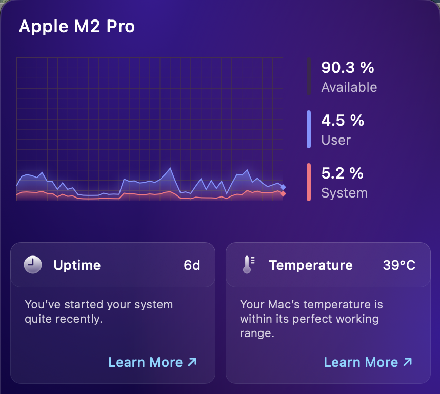 pablo_navz's tweet photo. @MrNick_Buzz I’m no expert, and this might not be the first thing to consider, but in the long term, @CleanMyMac can help you keep your Mac running at top performance. Plus, their UI is super cool, especially when it comes to monitoring network performance and CPU usage. https://t.co/jwCey36hN2