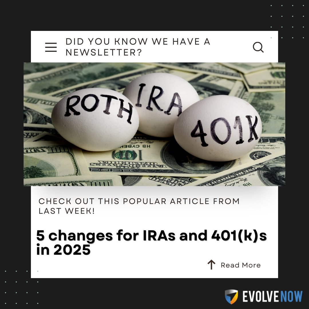 Check out the most popular article from last week: accountingtoday.com/list/5-changes…

Remember to subscribe to our AI powered newsletter to stay up to date! bit.ly/c3nwltr

#EvolveNow #News #IRA #401K