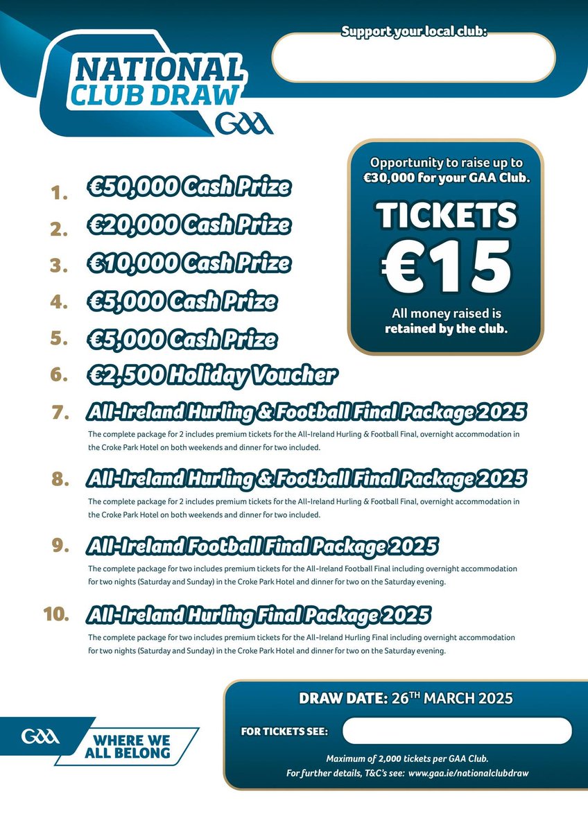 GCallaghan8's tweet photo. Everyone can help support Naomh Padraig as they continue their incredible journey in the All Ireland Junior Football Championship.
Be part of the amazing journey and a chance to win €50,000
Simply click n the link below to purchase tickets. #EC13 📷📷
https://t.co/VNwDHDRoBC... https://t.co/EBfuFB6JSJ